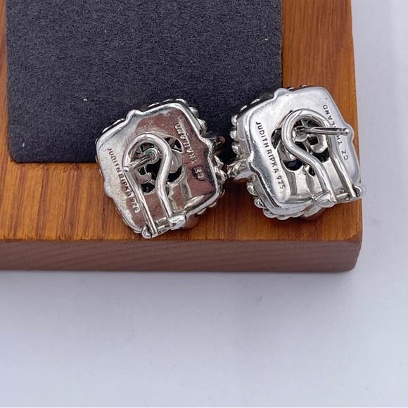 Judith Ripka Sterling Silver Amethyst Cabochon CZ Pave Chunky Studs Earrings 925 - Picture 3 of 7